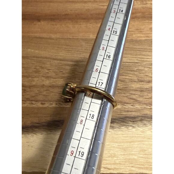 Vintage Avon Green Apple Jade & Rhinestone Gold Tone Ladies Adjustable Band Ring - Picture 9 of 10